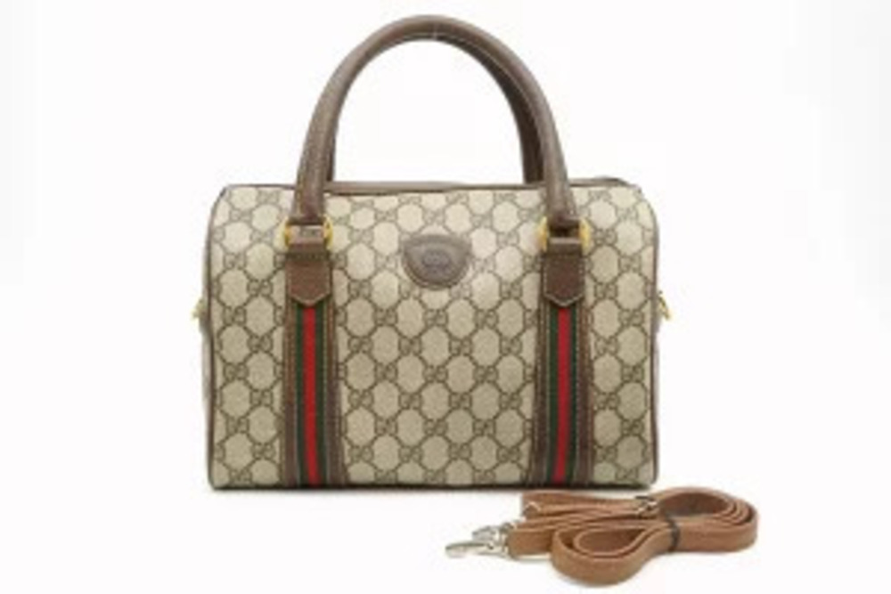 Gucci Sherry Boston GG Plus Canvas Shoulder Bag Brown